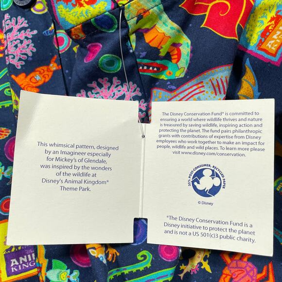 Disney Shirt Mens XXXL Blue Animal Kingdom Imagineering Exclusive Rare AOP New - Picture 6 of 10